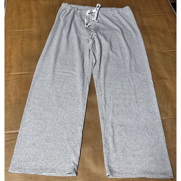 Source Unknown Pants - Lands End Striped Lounging Pants, Gray and White, Size M (10-12)